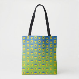 Vrede voor Oekraïne Vredessymbool en zonnebloem Tote Bag