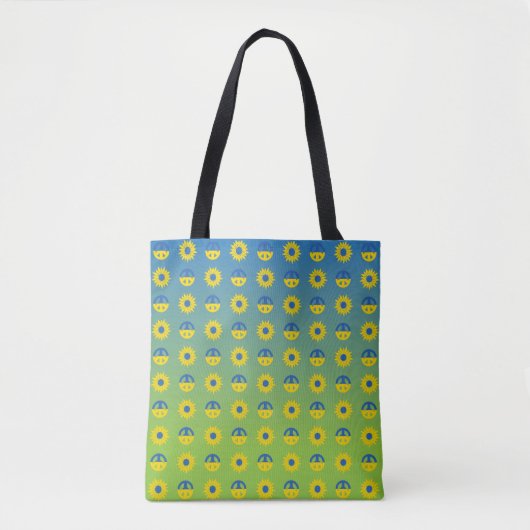 Vrede voor Oekraïne Vredessymbool en zonnebloem Tote Bag (Voorkant)