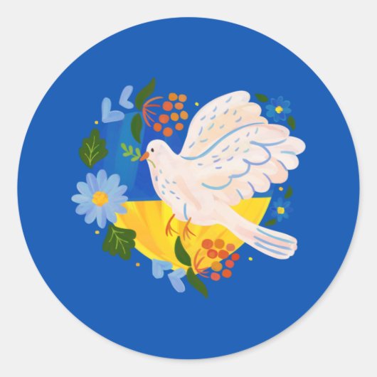 Vrede voor Oekraïne Zelfklever Ronde Sticker (Voorkant)
