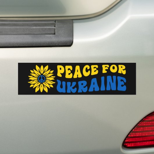 Vrede voor Oekraïne - zonnebloem Bumpersticker (Op auto)