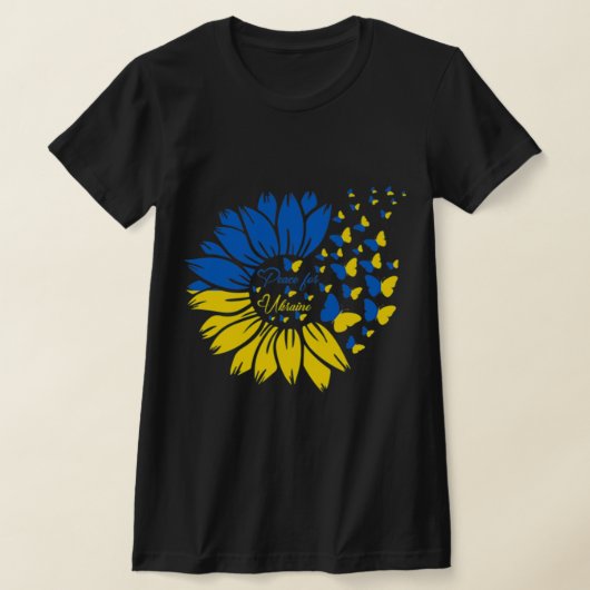 Vrede voor Oekraïne - Zonnebloem - Oekraïense vlin T-shirt (Laagn)