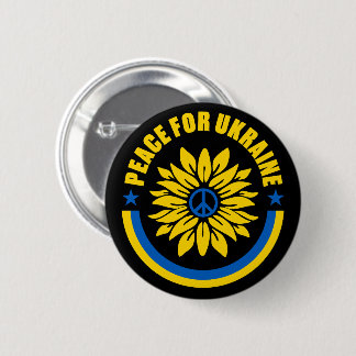 Vrede voor Oekraïne - zonnebloem Ronde Button 5,7 Cm