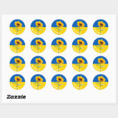 Vrede voor Oekraïne Zonnebloem Vlag Geel & Blauw Ronde Sticker (Vel)