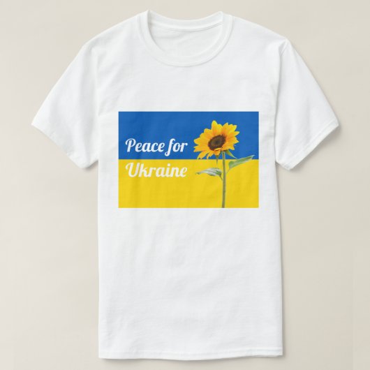 Vrede voor Oekraïne Zonnebloem Vlag Geel & Blauw T-shirt (Design voorkant)