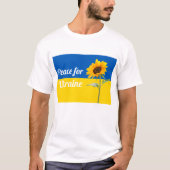 Vrede voor Oekraïne Zonnebloem Vlag Geel & Blauw T-shirt (Voorkant)