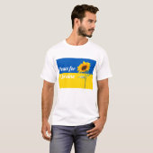 Vrede voor Oekraïne Zonnebloem Vlag Geel & Blauw T-shirt (Voorkant volledig)