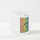 Vrede voor  Retro Rainbow-Black Matglas Koffiemok (Voorkant rechts)