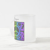 Vrede voor  Retro Rainbow-Black Matglas Koffiemok (Voorkant links)