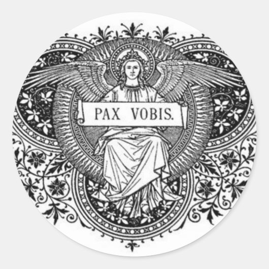 Vrede voor u Pax Vobis Latin Angel Ronde Sticker (Voorkant)
