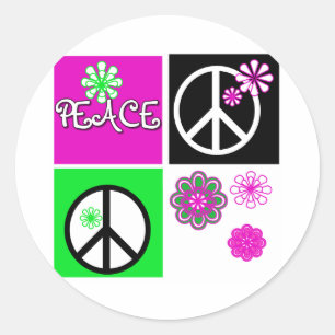 Vrede voor warme kleuren ronde sticker