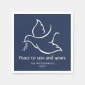 Vrede Vrede Moderne Marine Blauw en Wit Vakantie Servet (Voorkant)