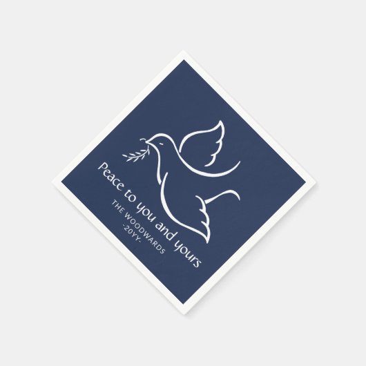 Vrede Vrede Moderne Marine Blauw en Wit Vakantie Servet (Hoek)