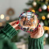 Vrede & Vreugde Aangepaste geruite kerstfoto Ronde Sticker