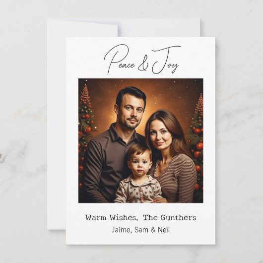 Vrede & Vreugde | Afbeelding gepersonaliseerde ker Feestdagenkaart (Voorkant)