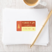 Vrede & vreugde boho vrolijke kleurenblok vakantie etiket (Insitu)