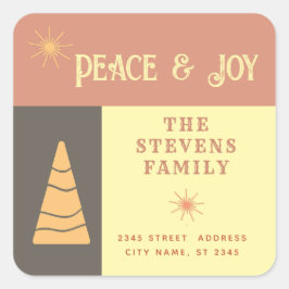 Vrede & vreugde boho vrolijke kleurenblok vakantie vierkante sticker