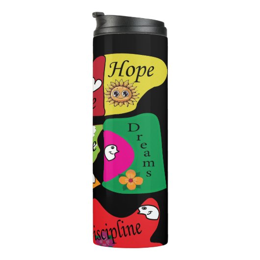 Vrede, vreugde en liefde thermosbeker (Geroteerd rechts)