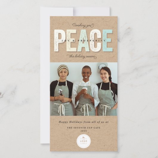 Vrede Vreugde En Welvaart Typografie Foto Bedrijf Feestdagenkaart (Voorkant)
