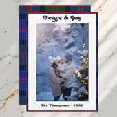 Vrede & Vreugde Gingham Plaid Familie Kerst Foto Feestdagenkaart