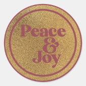 Vrede & Vreugde Goud en Bourgondië Ronde Sticker (Voorkant)