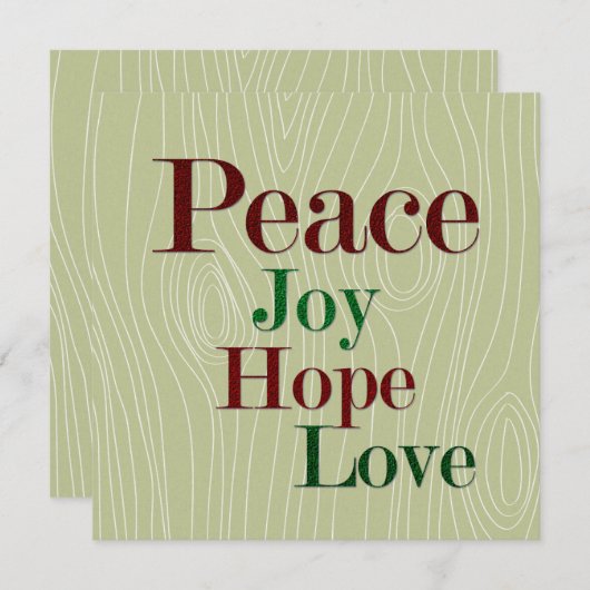 Vrede, Vreugde, Hoop & Liefde Feestdagenkaart (Voorkant / Achterkant)