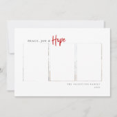 Vrede Vreugde Hoop Modern Script Minimalistische F Feestdagenkaart (Voorkant)