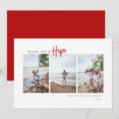 Vrede Vreugde Hoop Modern Script Minimalistische F Feestdagenkaart (Voorkant / Achterkant)