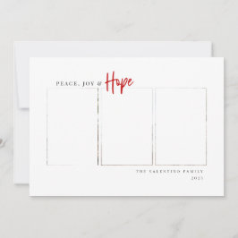 Vrede Vreugde Hoop Modern Script Minimalistische F Feestdagenkaart