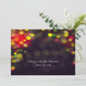 Vrede Vreugde Hope Bokeh Kerstmis Feestdagenkaart (Staand voorkant)