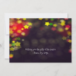 Vrede Vreugde Hope Bokeh Kerstmis Feestdagenkaart