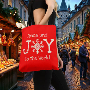 Vrede & Vreugde Kerstsneeuwvlokken Tote Bag