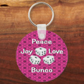 vrede, vreugde, liefde, bunco sleutelhanger (Voorkant)
