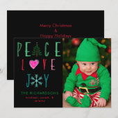 Vrede Vreugde & Liefde Foto Platte Kerstkaart (Voorkant / Achterkant)