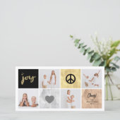 Vrede Vreugde Liefde Glanzend Gouden Vierkant Stij Feestdagenkaart (Staand voorkant)