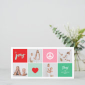 Vrede Vreugde Liefde Kleur Vierkante Blokken Minim Feestdagenkaart (Staand voorkant)