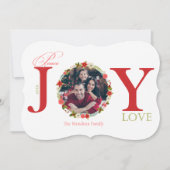 Vrede Vreugde Liefde Krans Kerstmis Fotokaart Feestdagenkaart (Voorkant)