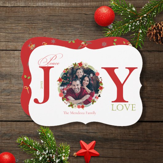 Vrede Vreugde Liefde Krans Kerstmis Fotokaart Feestdagenkaart