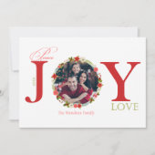 Vrede Vreugde Liefde Krans Kerstmis Fotokaart Kaart (Voorkant)