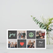 Vrede Vreugde Liefde Krijtbord Vierkanten Eenvoudi Feestdagenkaart (Staand voorkant)