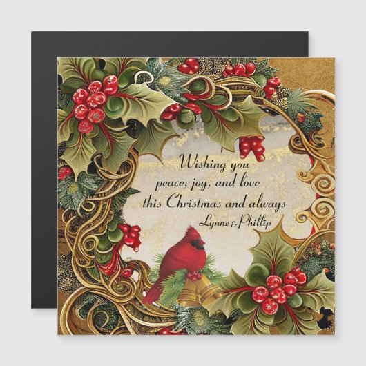 Vrede, Vreugde, Liefde Magnetische Kerstmis Kaart (Voorkant / Achterkant)