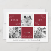 Vrede Vreugde Liefde Maroon Foto Collage Vakantie  Feestdagenkaart (Voorkant)