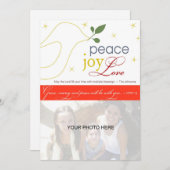 Vrede, vreugde, liefde, religieuze feestelijke kaa feestdagenkaart (Voorkant / Achterkant)