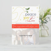 Vrede, vreugde, liefde, religieuze feestelijke kaa feestdagenkaart (Staand voorkant)