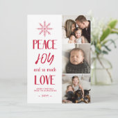 Vrede, vreugde, liefde | Rood | 3 Kerstkerst met f Feestdagenkaart (Staand voorkant)