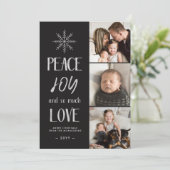 Vrede, vreugde, liefde | Zilver Black | 3 Foto Feestdagenkaart (Staand voorkant)