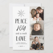 Vrede, vreugde, liefde | Zwart getextureerd | 3 Fo Feestdagenkaart (Voorkant)