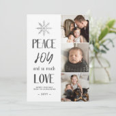 Vrede, vreugde, liefde | Zwart getextureerd | 3 Fo Feestdagenkaart (Staand voorkant)