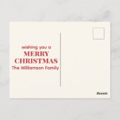 Vrede & Vreugde - Moderne Rode Typografie Kerstmis Briefkaart (Achterkant)