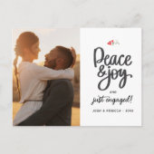 Vrede vreugde, net verloofd, kerstfoto op maat feestdagenkaart (Voorkant)