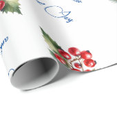 Vrede & Vreugde Prettig Kerstmis Rode Bessen op Wi Cadeaupapier (Rol Hoek)